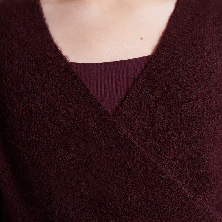Wrap knit sweater "Bettan" Light Burgundy